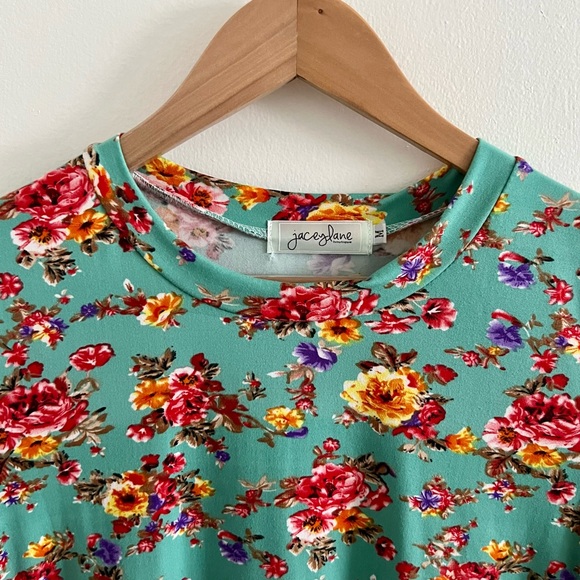 Teal Floral Swing Dress - Picture 3 of 3